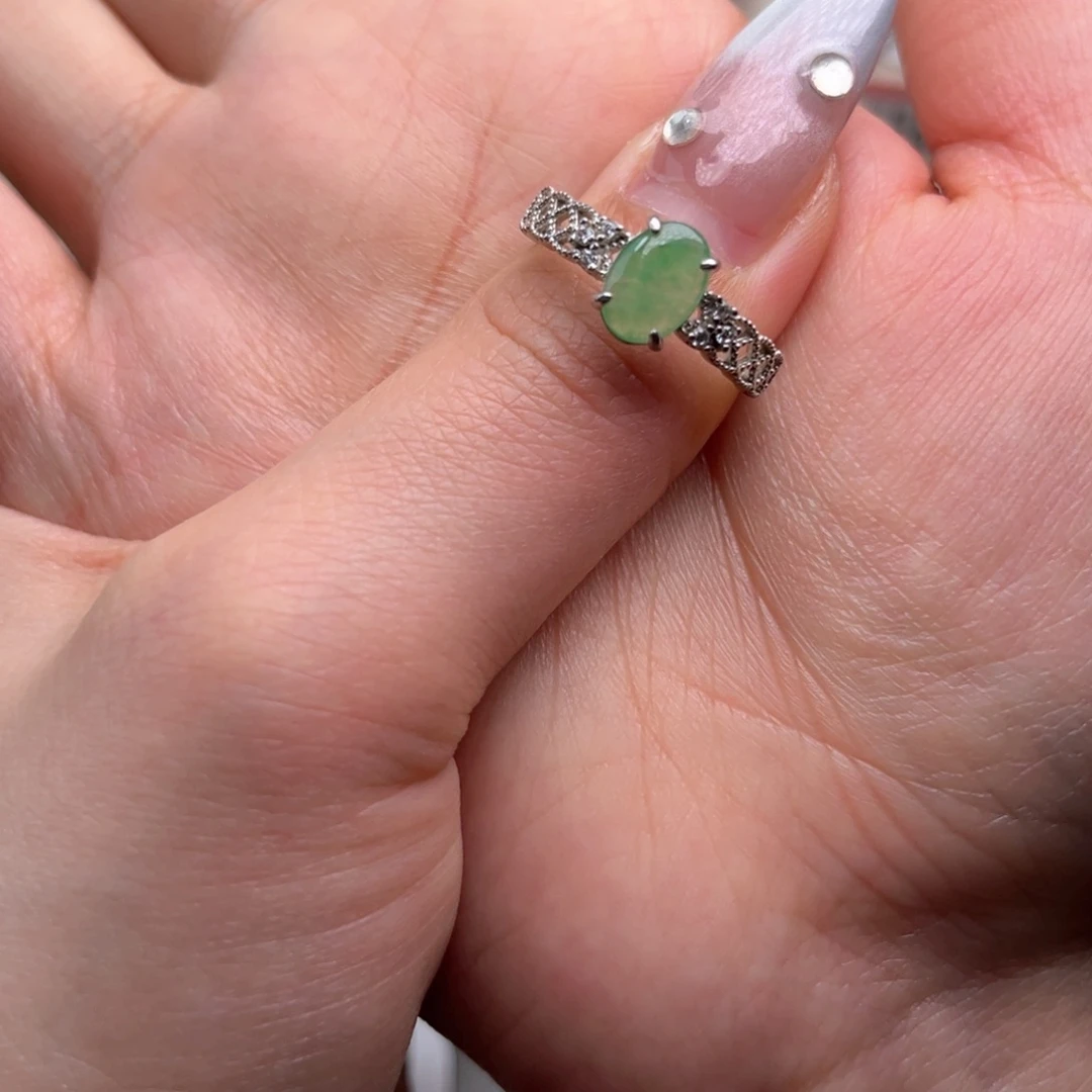 翡翠戒指银S925镶嵌698888