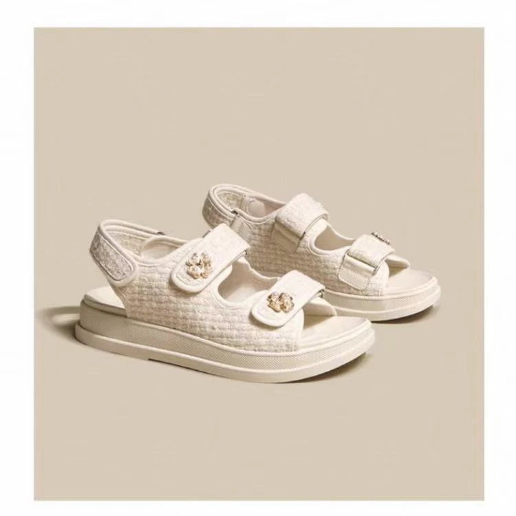 C6432  米色  新款夏季2025新款舒适厚底小香风女休闲凉鞋