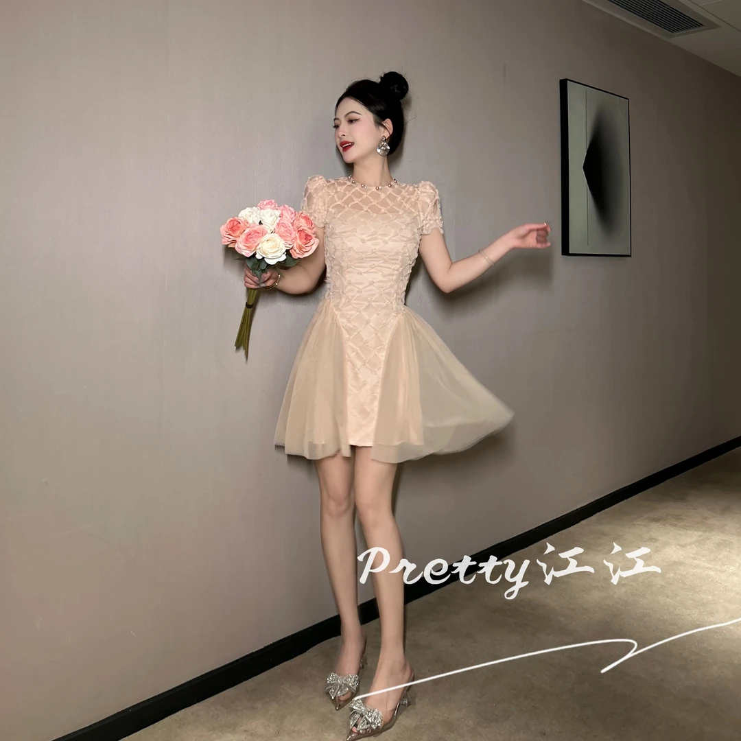 Pretty小众设计师品牌江江定制 设计感名媛轻奢收腰连衣裙15433