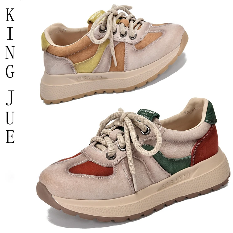 【王爵】真皮百搭单鞋女/轻便好看休闲舒适 平底透气百搭复古