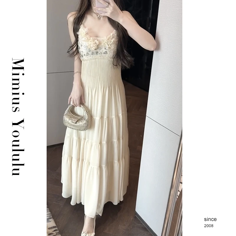 【mimius】婷婷 法式千金亮片吊带收腰连衣裙（含衬裙）+开衫 G03278