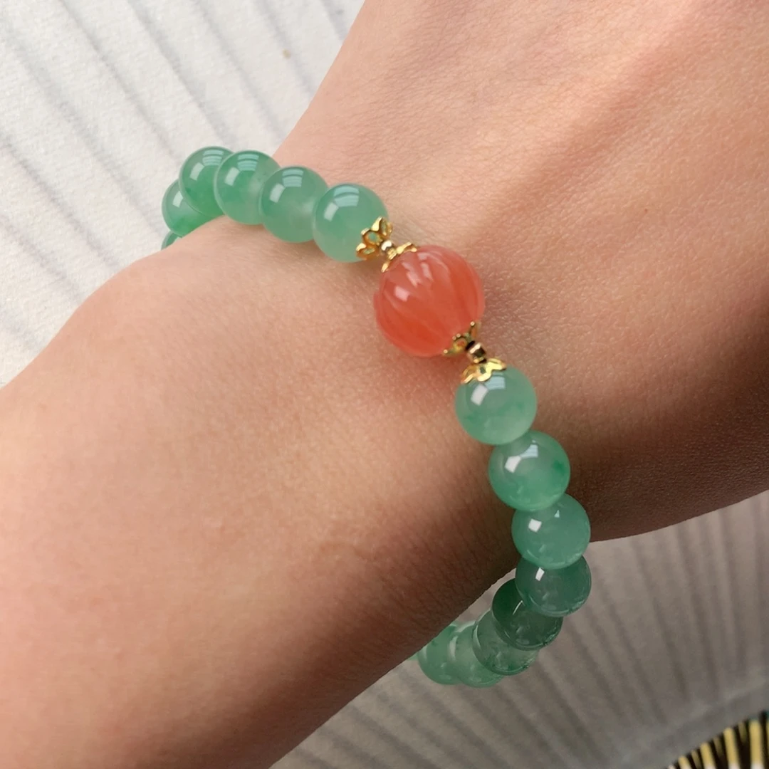 石英质玉（非洲翠）未镶嵌冰飘花精品手串