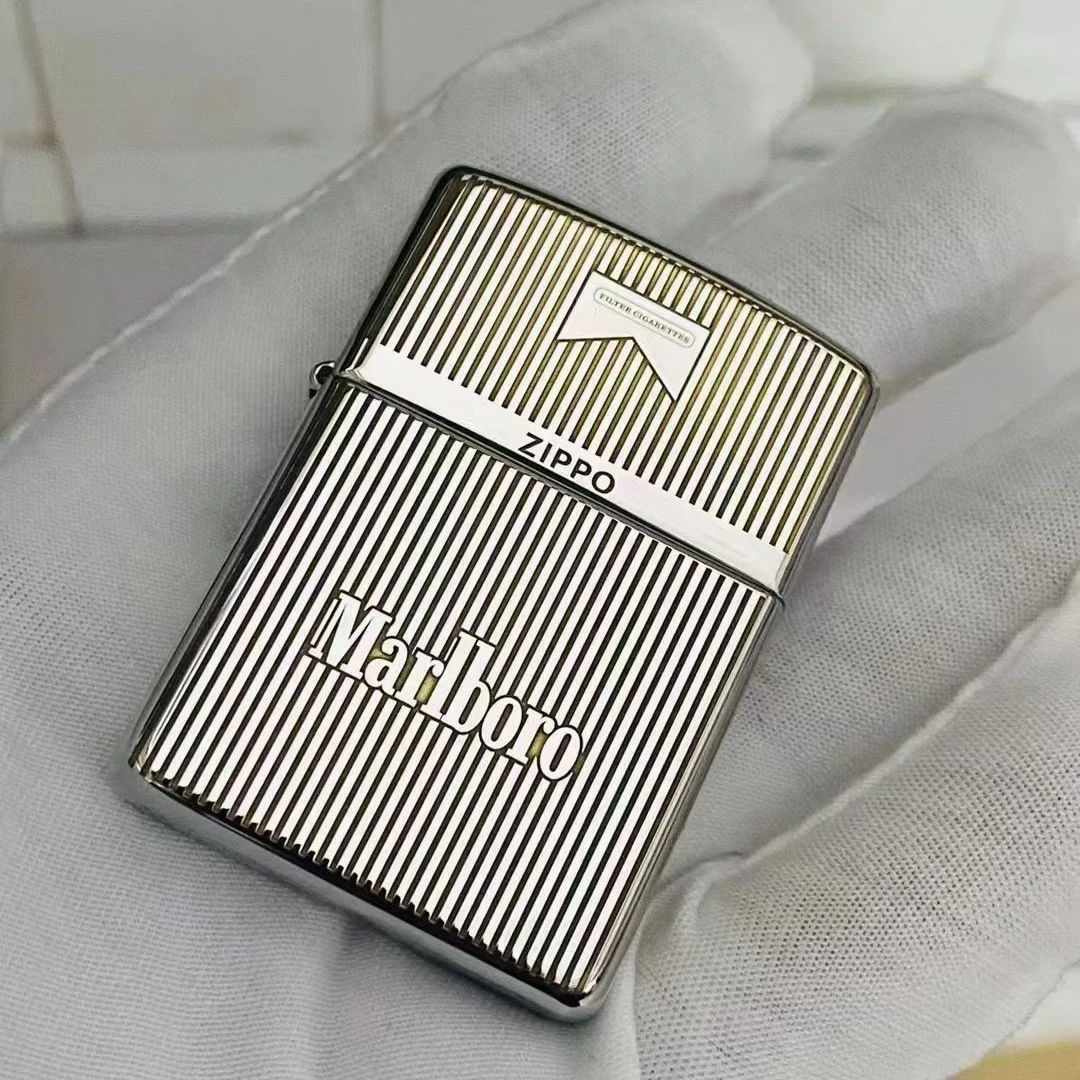 打火机镀铬纪念煤油打火机加厚盔甲外壳万宝路盔甲机银色铜制品