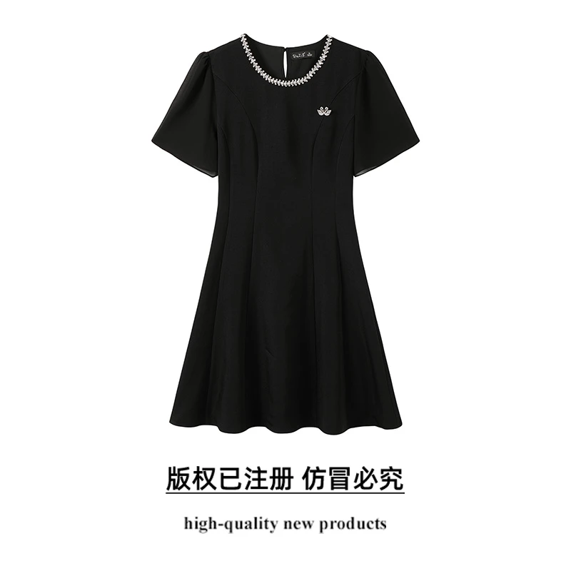 奢姿大码女装2025夏季时尚圆领短袖连衣裙胖妹妹气质减龄显瘦裙子