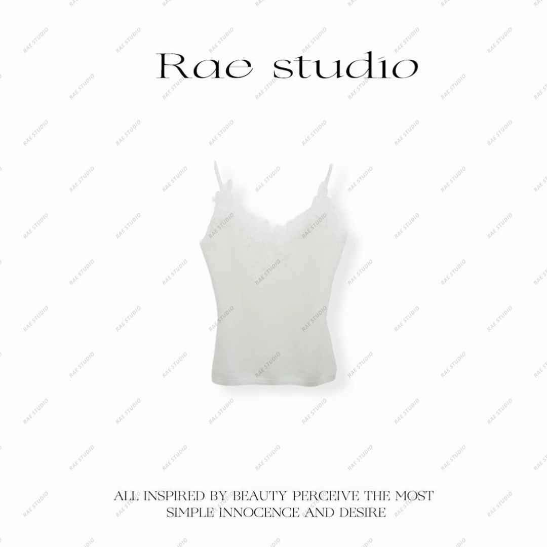 【Rae】优雅法式浪漫蕾丝花边气质百搭款背心r602