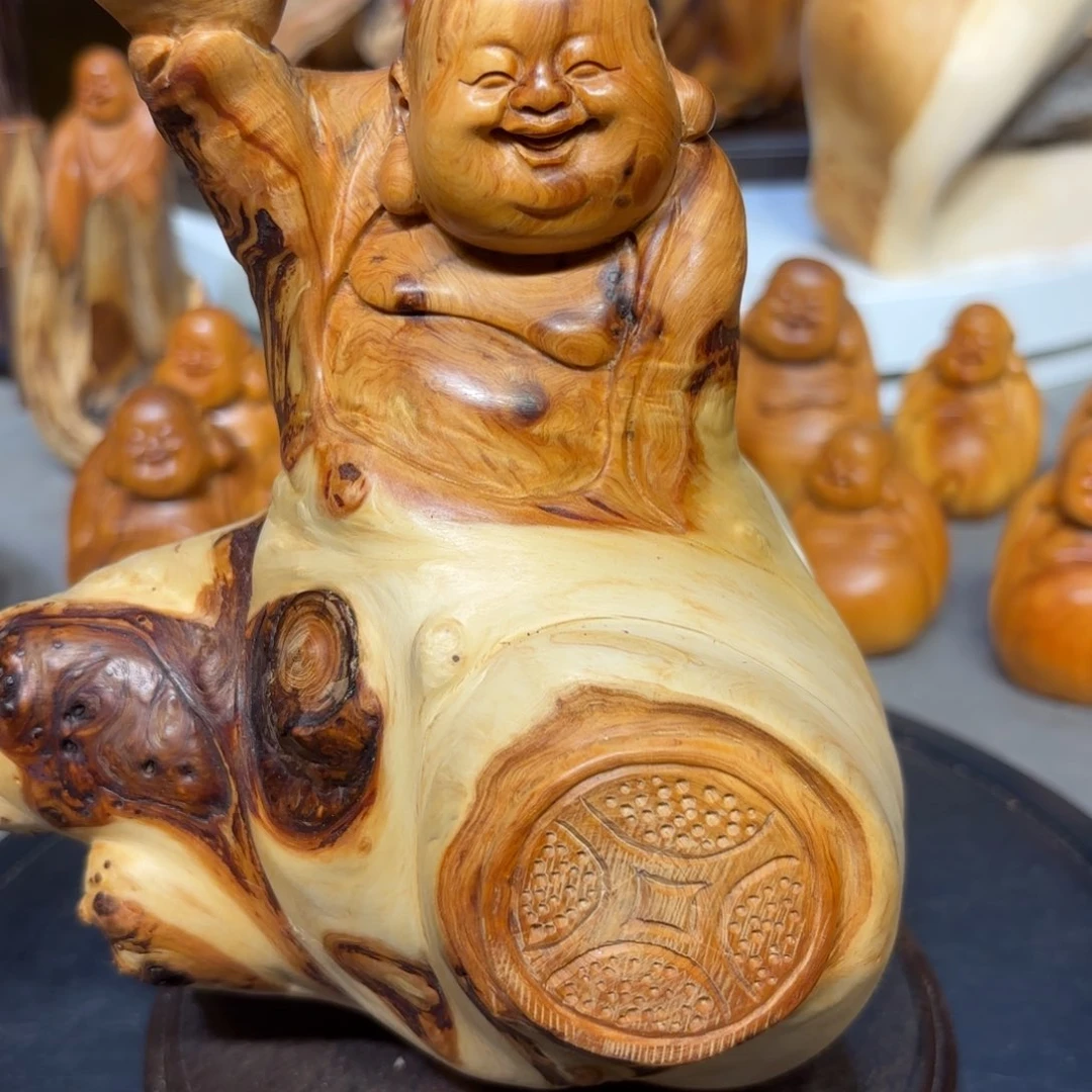 木太行崖柏弥勒佛