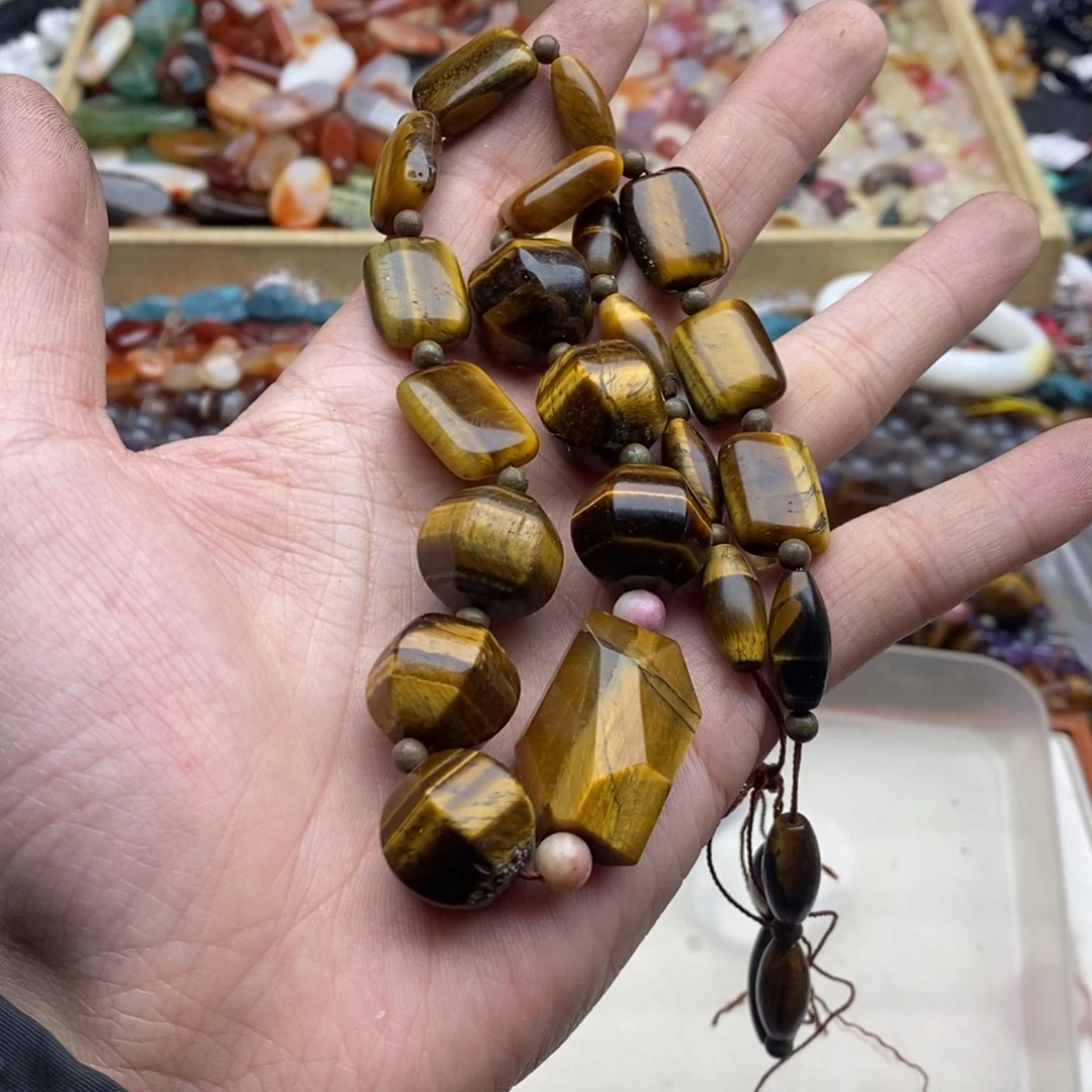 玛瑙/玉髓未镶嵌珠宝半成品一条黄虎随塔型链