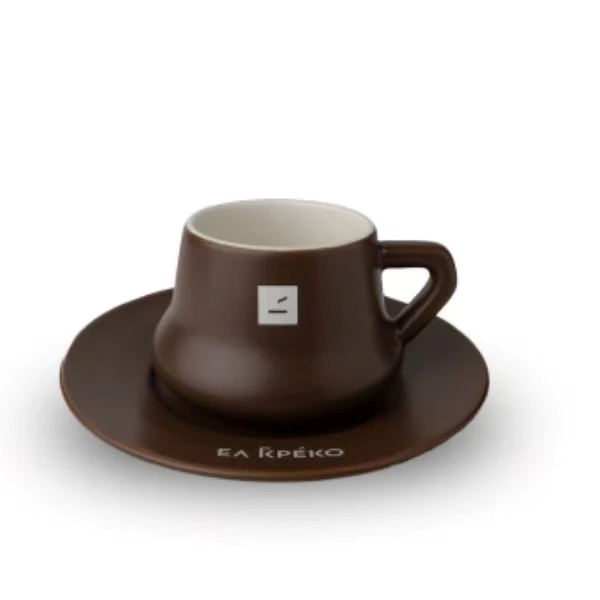 【EKE家】160ML 大肚杯 哑光（咖）咖啡杯碟 欧式茶杯 精致礼盒装