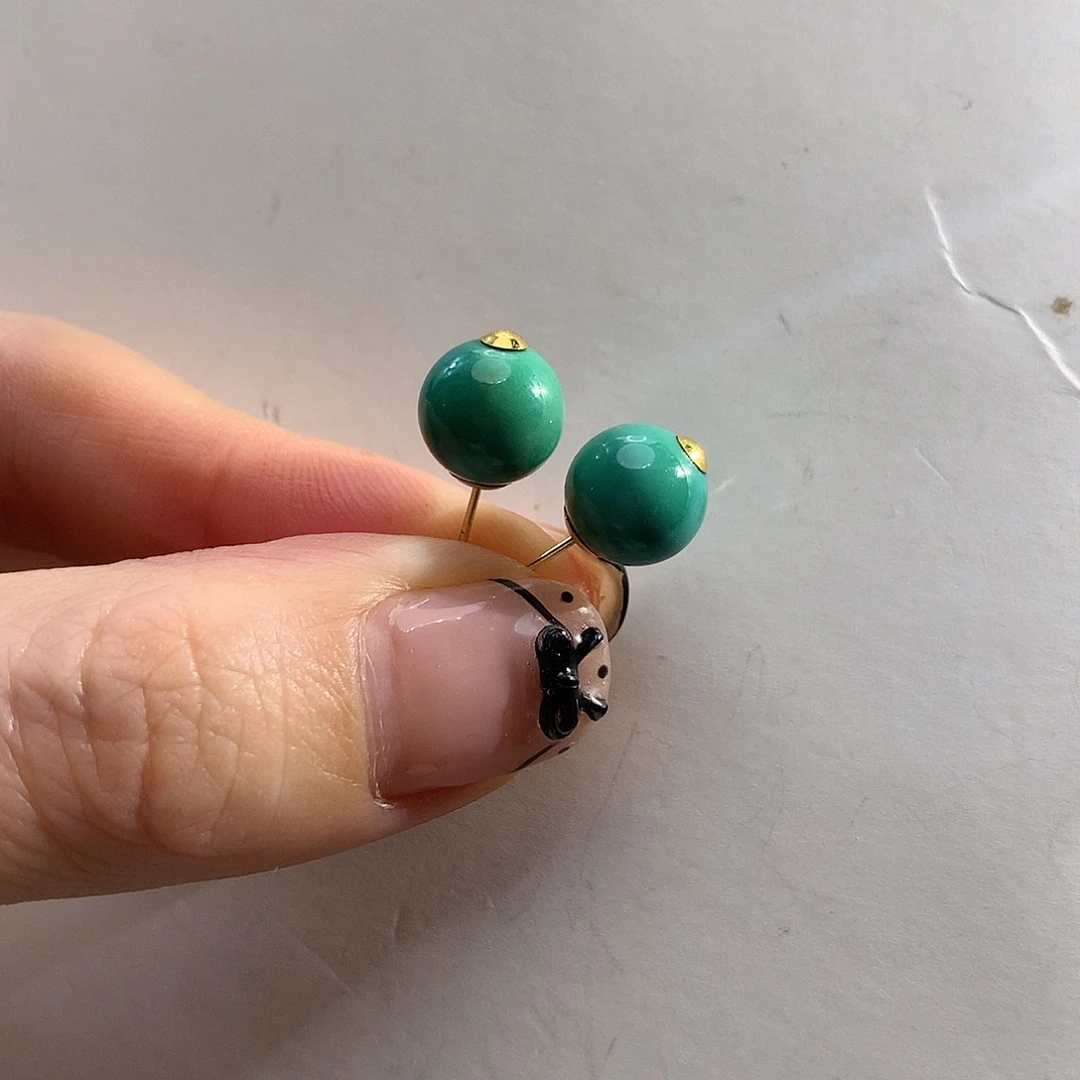 绿松石18K金镶嵌耳饰松石耳饰