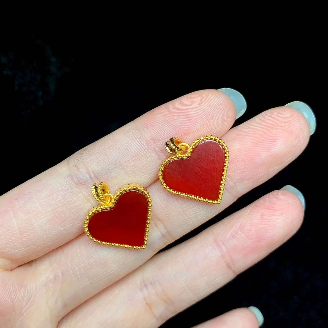 【小宝珠宝】6 T76697-18K金玛瑙吊坠-多样性发一件-整体16x15mm