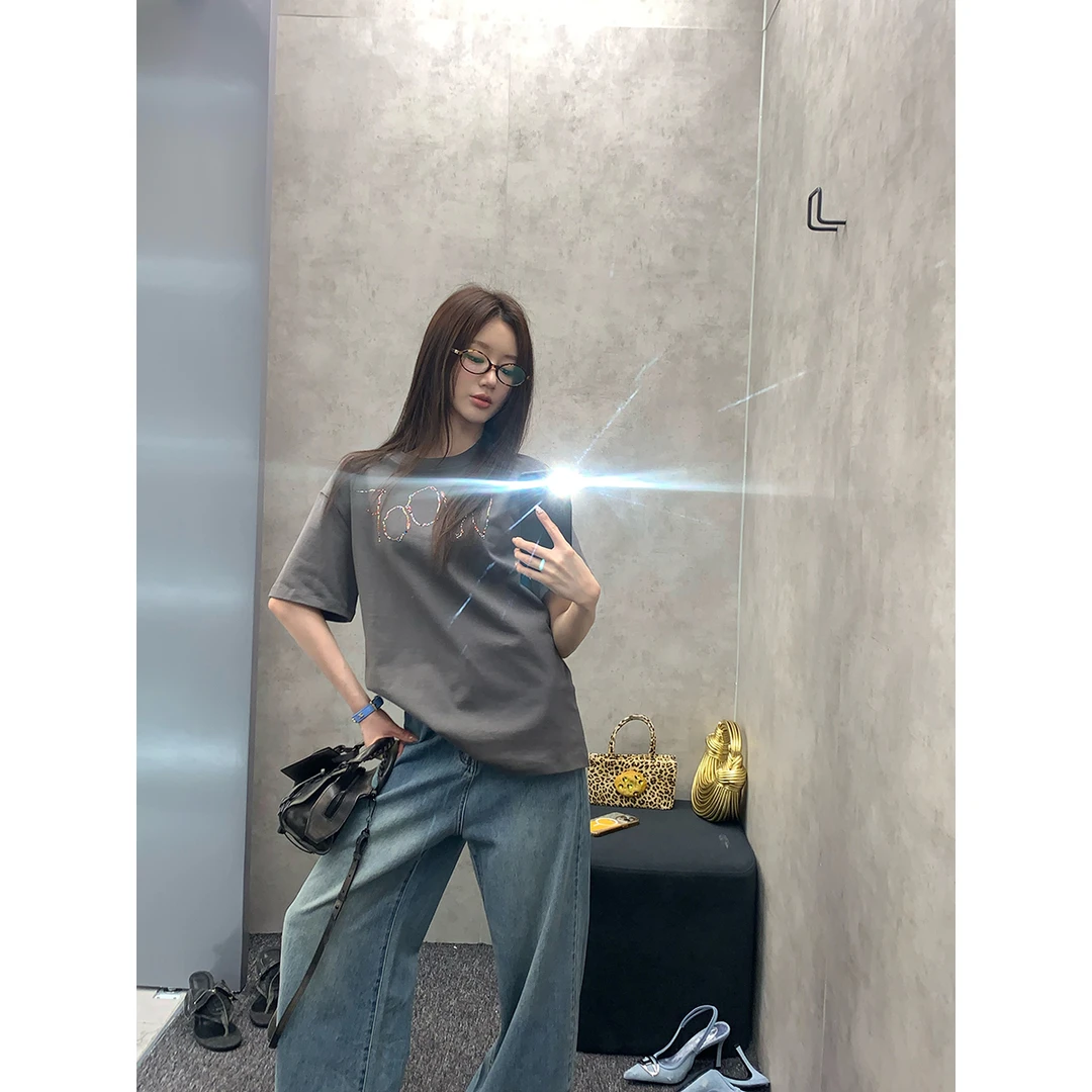 FORNI x YOYO WooF岛记事本 ins纯棉彩色烫钻T恤休闲时尚百搭夏季