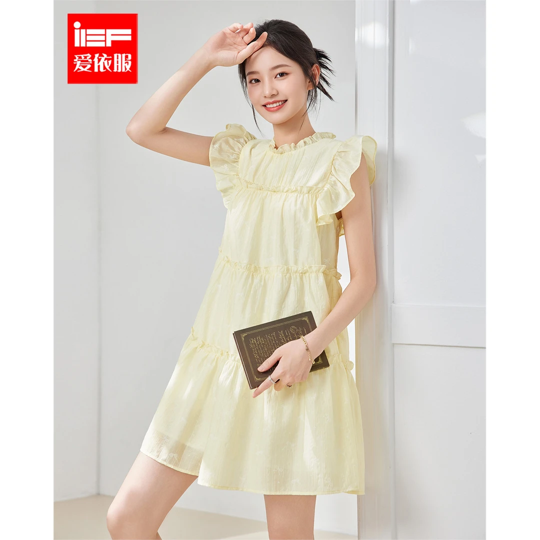 IEF/爱依服裙子2025夏季新款韩版甜美减龄少女风飞飞袖设计背心裙