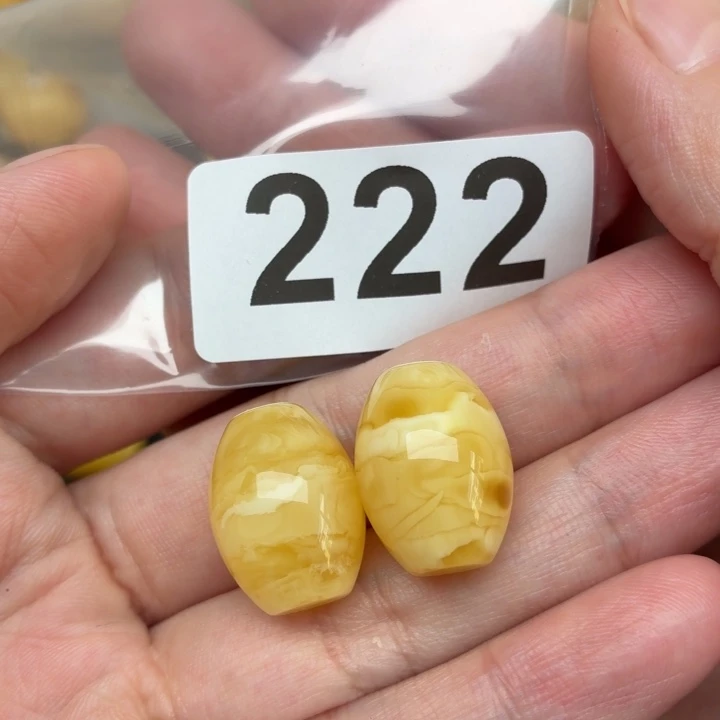 裸石蜜蜡未镶嵌14.0腰珠一对