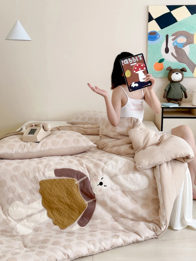 【兔美美-兔笑笑】200*230cm双人山宁泰抗菌纤维被四季被约2.6kg