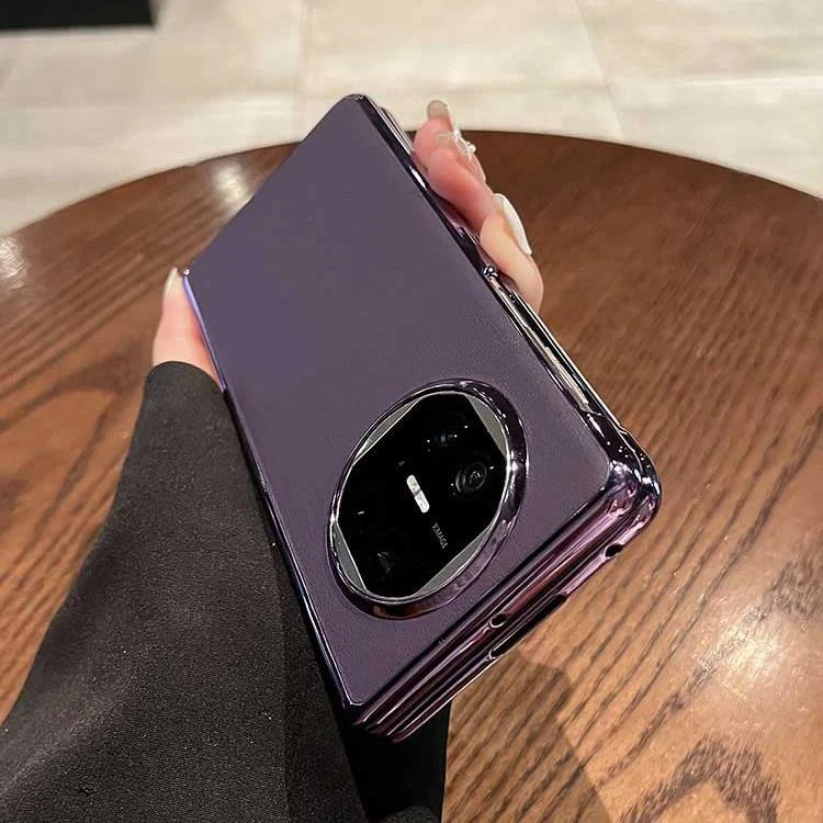 高档电镀暗紫色素皮适用华为matex5手机壳新款折叠屏MATE X3典藏