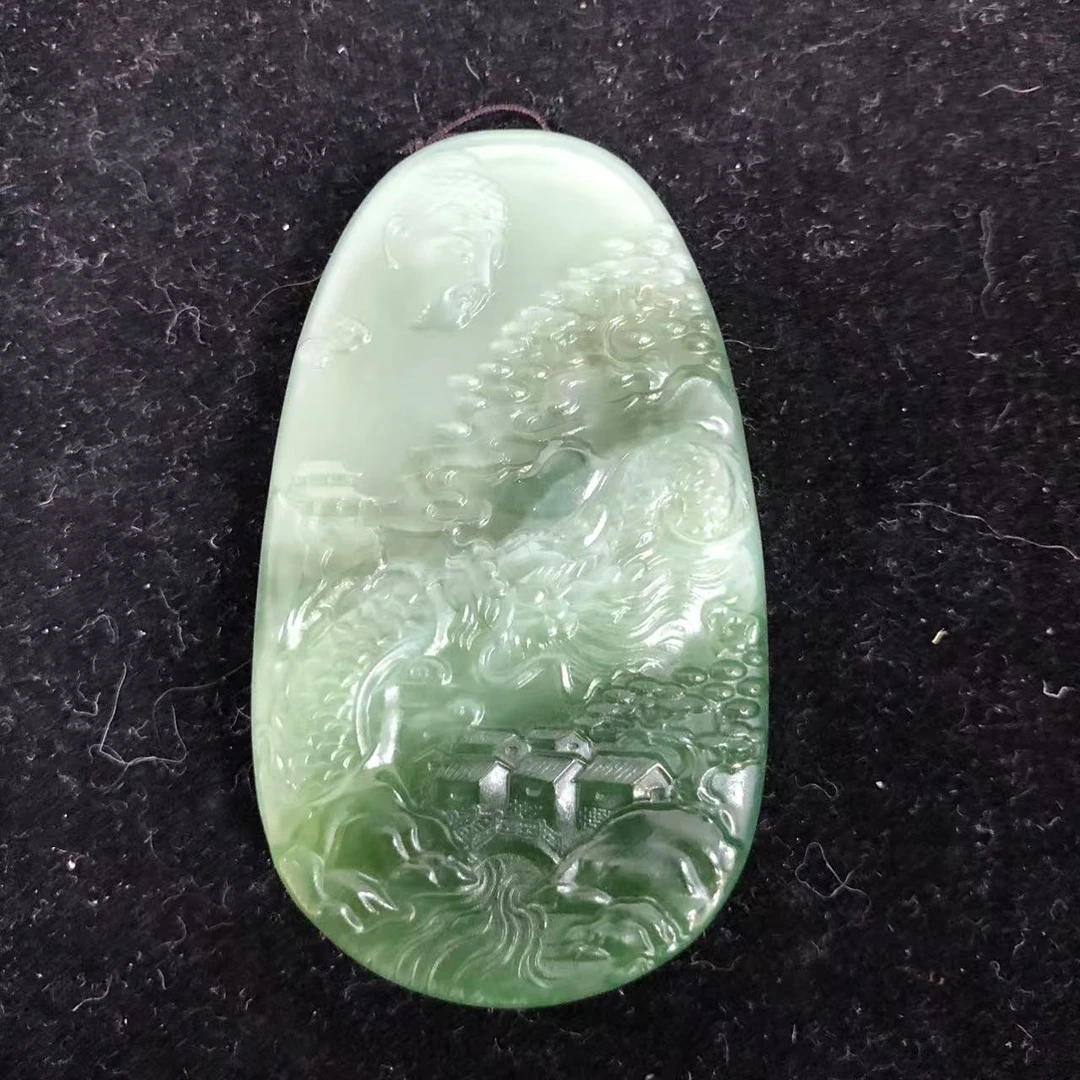 lot37 和田玉碧玉山水牌/保利