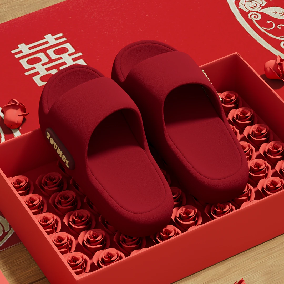 洁丽雅结婚喜庆凉拖鞋2025夏季新款红色本命年蛇年男女室内外防滑