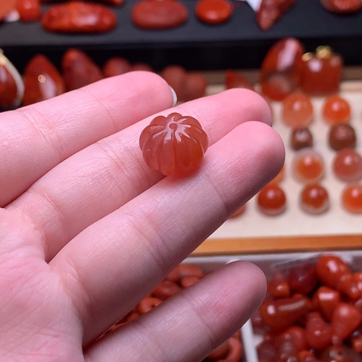 南红玛瑙未镶嵌珠宝半成品南瓜珠