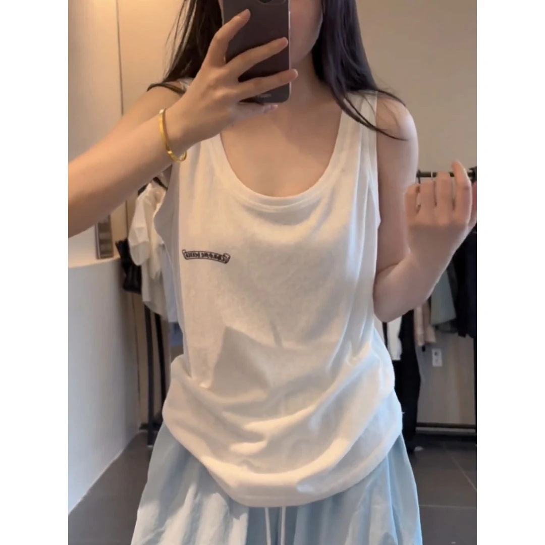 韩系氛围感印花微透吊带背心女夏季小个子休闲宽松通勤超好看上衣