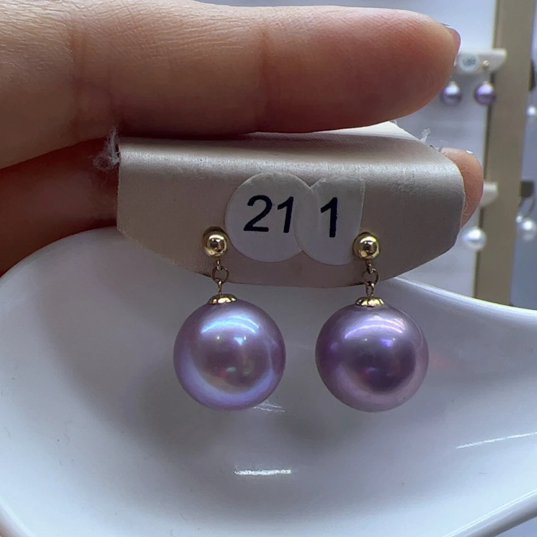 淡水珍珠耳饰18K金镶嵌