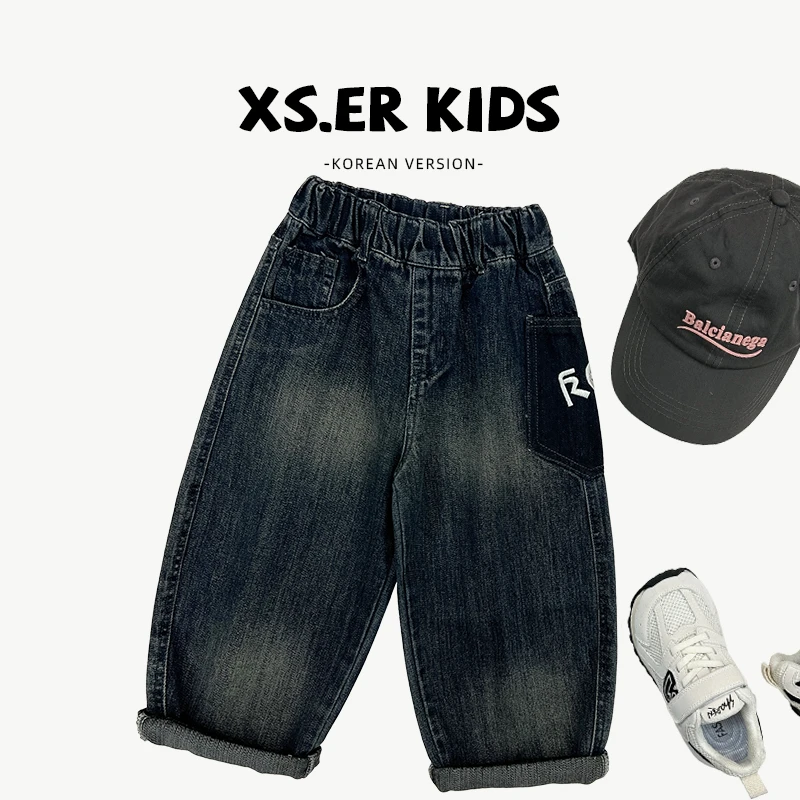 【小首尔】原版现货-qc5秋装儿童刺绣休闲日常水洗牛仔裤HBB5898