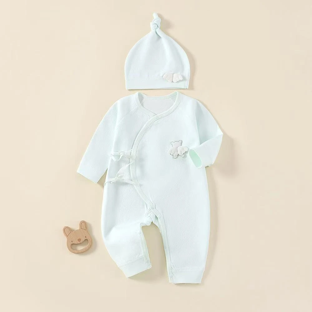 四季款胎衣月子服A类纯棉无骨连体衣新生儿护肚蝴蝶衣柔软透气