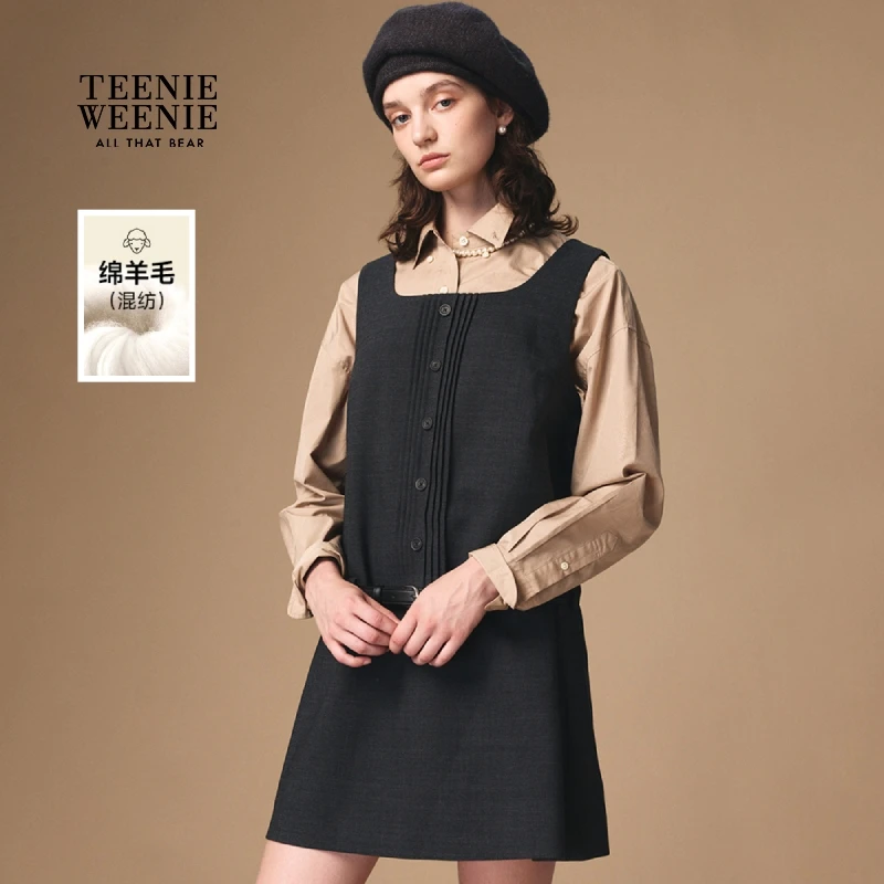 TeenieWeenie小熊连衣裙25秋新款气质简约无袖背心裙TTOW254TW1B