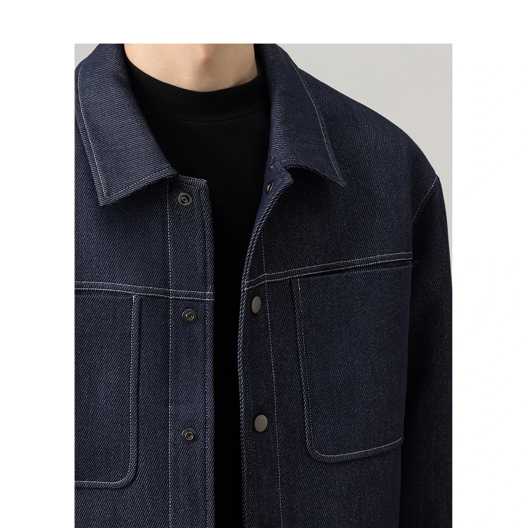 瑟图肖男士秋季休闲宽松潮流翻领夹克时尚百搭舒适短款夹克外套