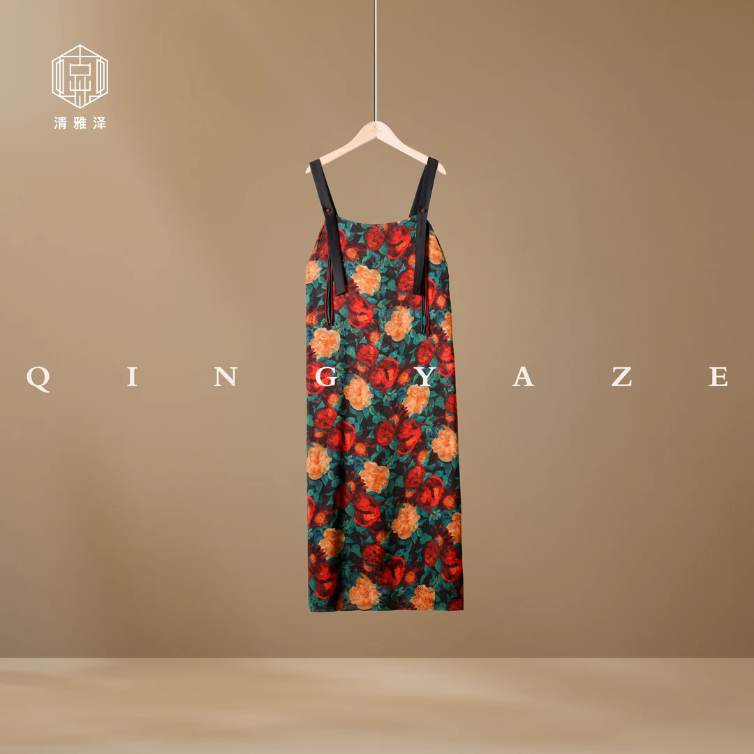 玫瑰园！浪漫人丝提花新中式吊带裙！GZ5980