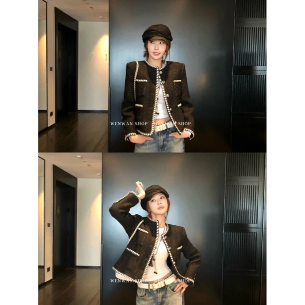 【新贵香香】撞色小香风外套高级感粗花呢短外套
