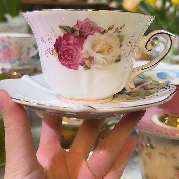 陶瓷双面花玫瑰 公主杯碟