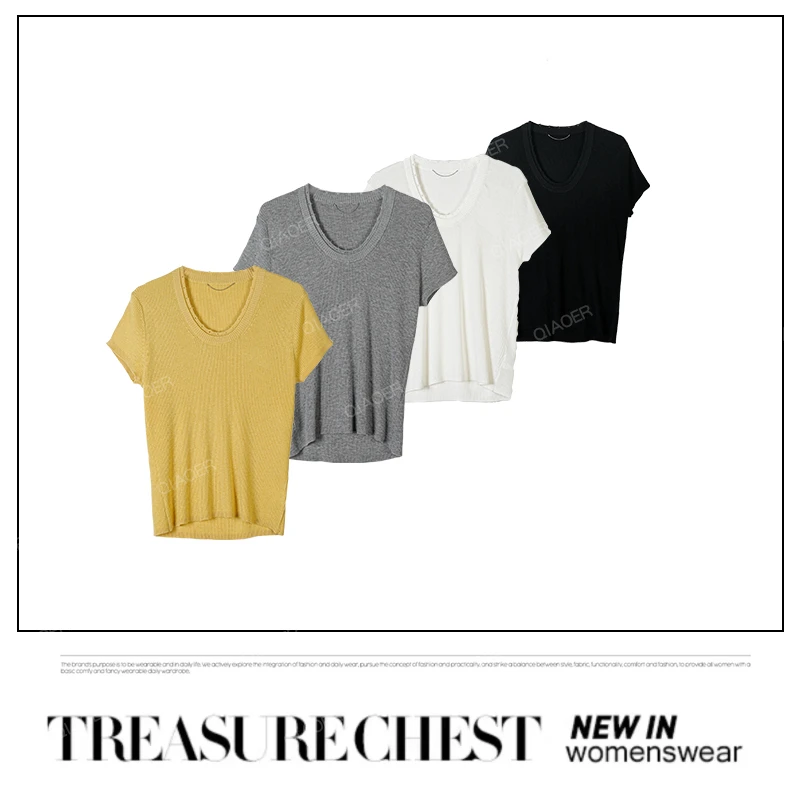 乔儿定制【u领羊毛t】薄款T恤时尚百搭针织衫夏季羊毛衫设计稿纯