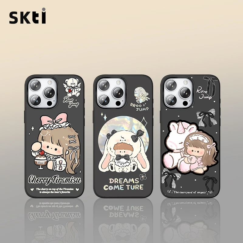 SKTI创新新款鎏金适用苹果17手机壳iPhone16简约14/15promax卡通
