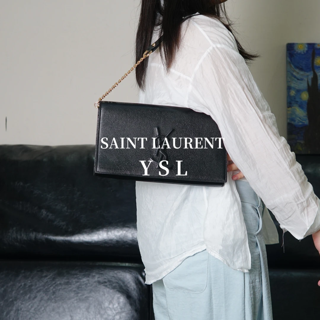 95新 YSL/圣罗兰 黑色浮雕字母包/FYYW03817023/7023母亲节礼物