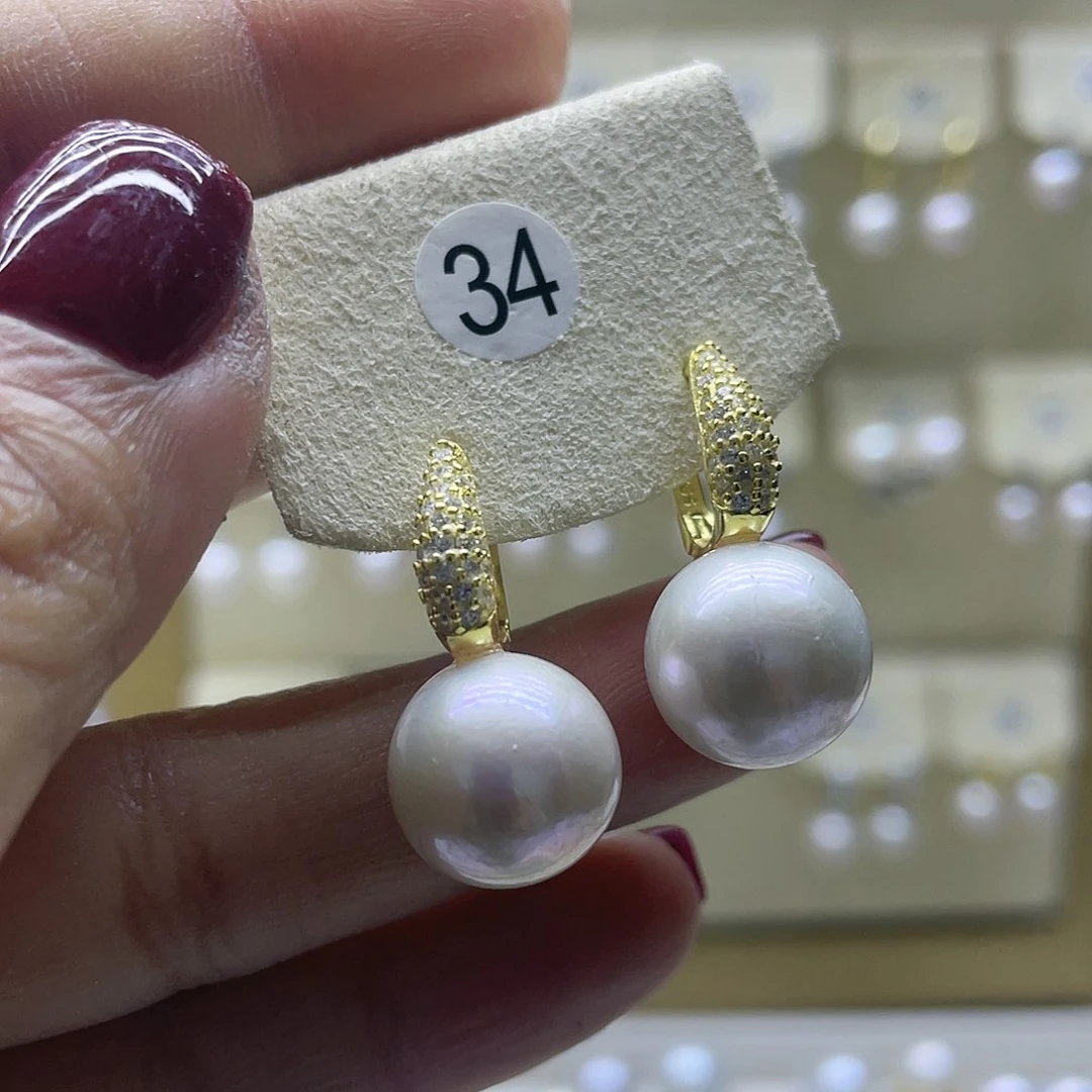 淡水珍珠耳饰银S925镶嵌