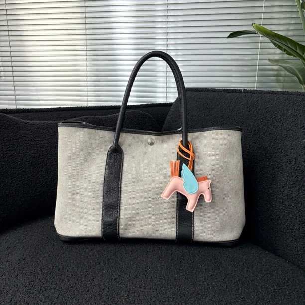 95新 Hermes/爱马仕 熊猫色36花园手提包cy