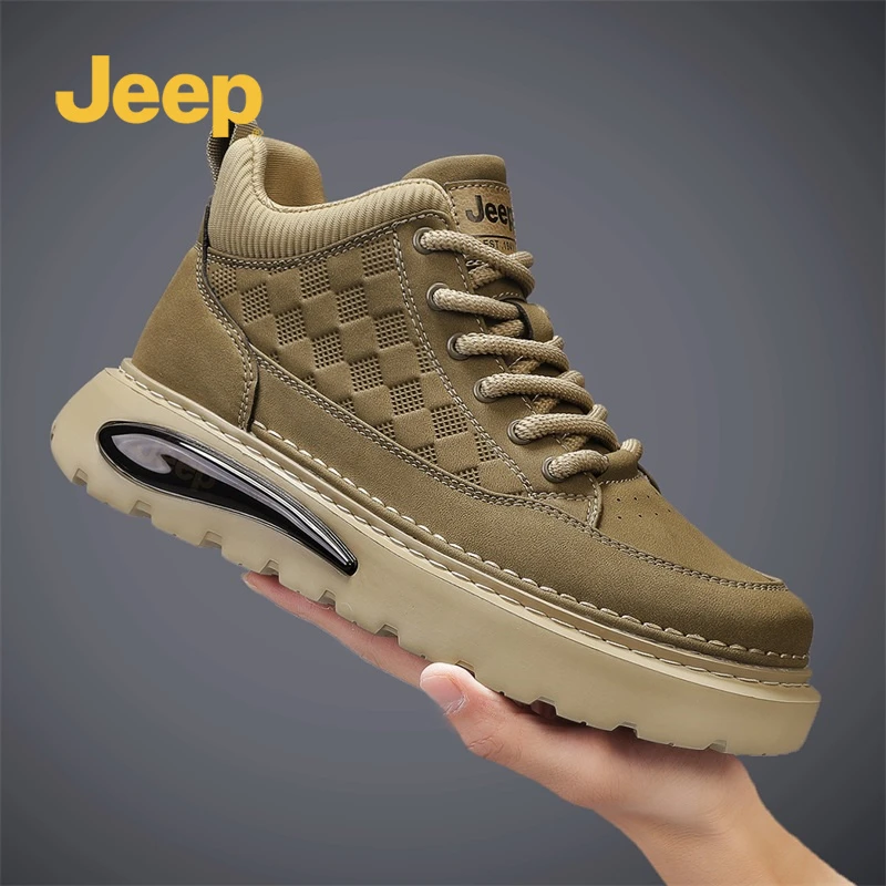 JEEP/吉普秋季新款真皮休闲男鞋百搭时尚休闲鞋轻便舒适增高男鞋
