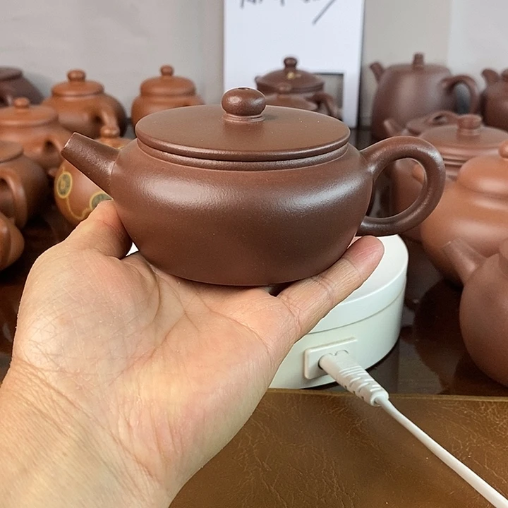 松***年茶壶紫砂老紫泥扁承175cc
