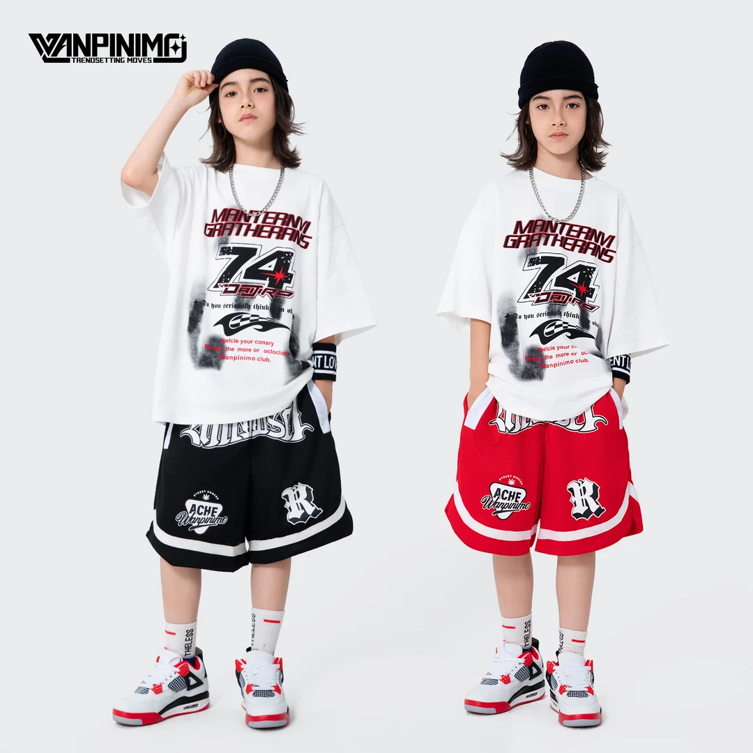 顽皮尼莫童装街舞儿童潮服套装嘻哈美式hiphop男童炸街宽松演出服