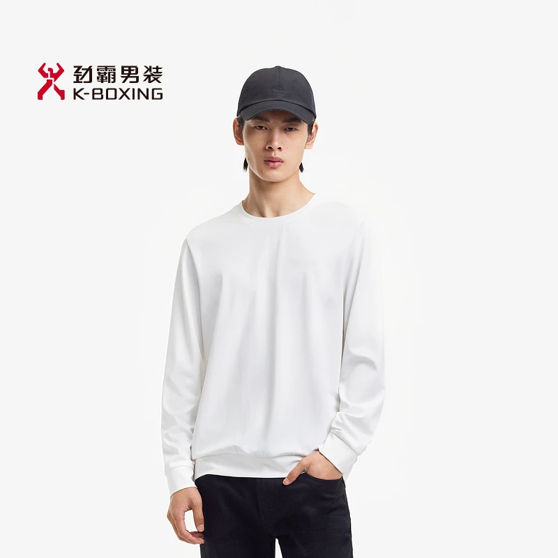 K-boxing/劲霸男装男士秋季贴肤打底柔软百搭圆领长袖T恤BTXE1353