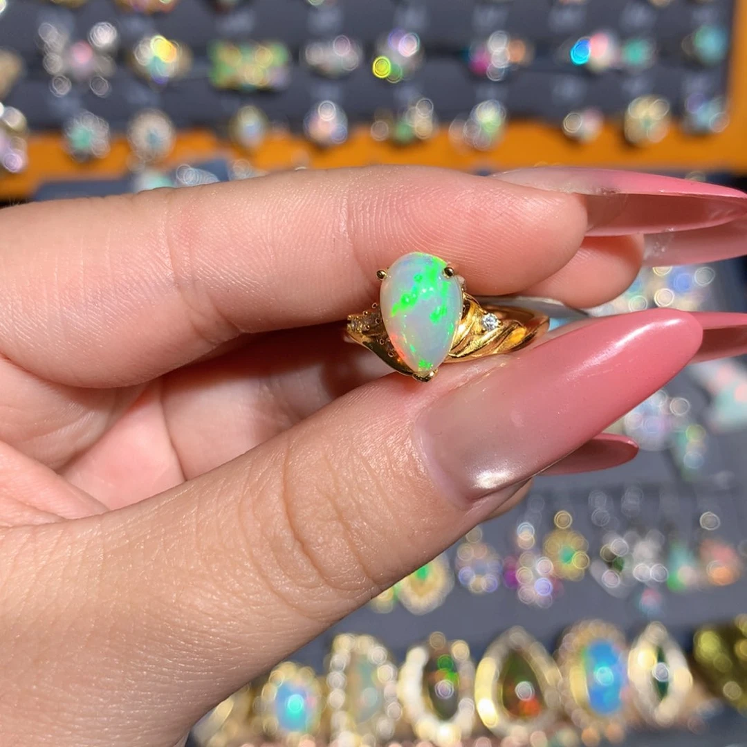 银S925镶嵌欧泊欧泊戒指l