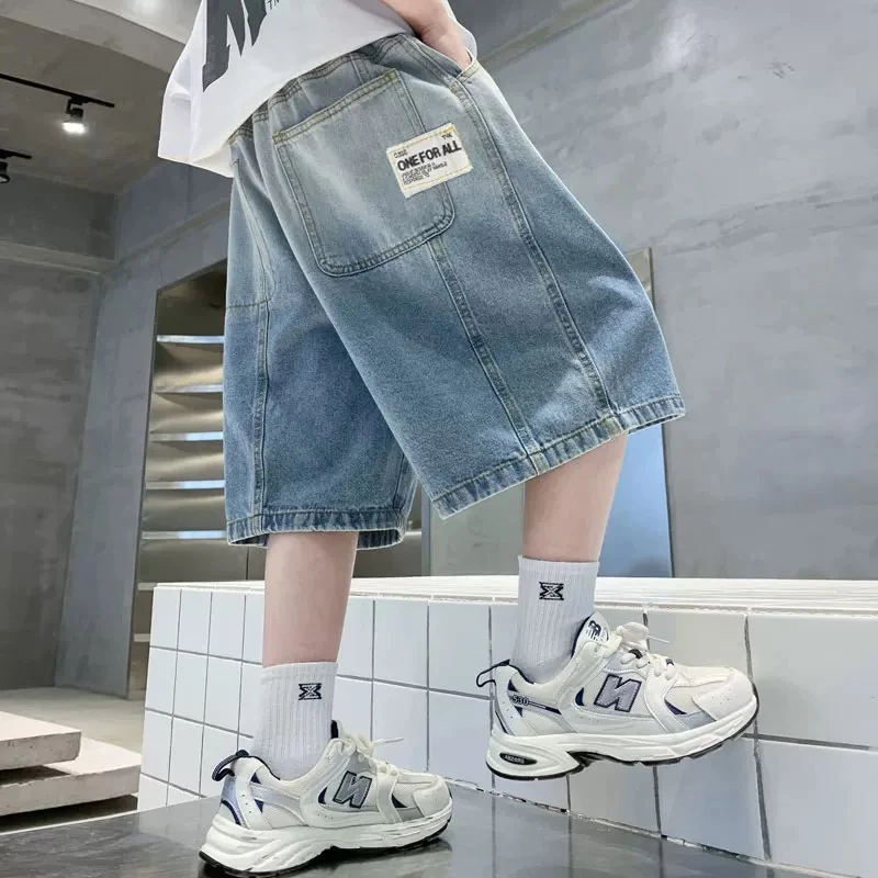 男童牛仔短裤2025新款贴标设计吸睛时尚百搭超有范儿短裤00123