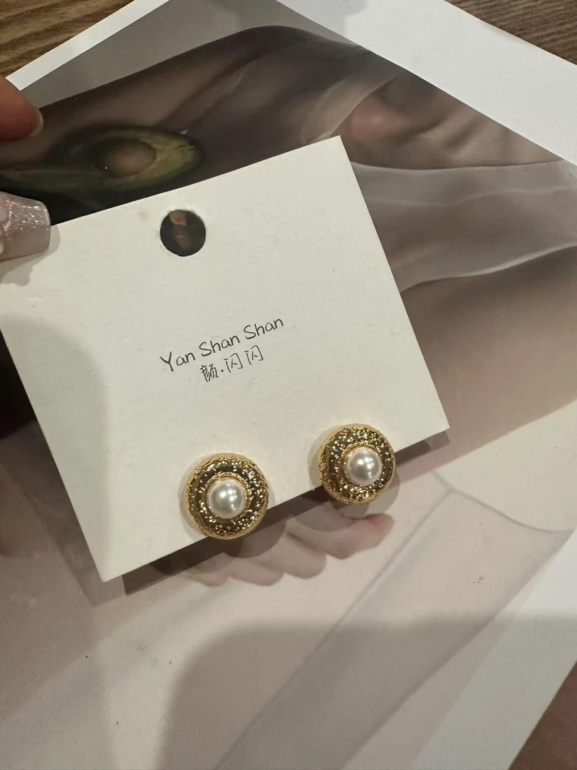 钛钢耳饰 【小胖家】复古撞色圆形耳钉