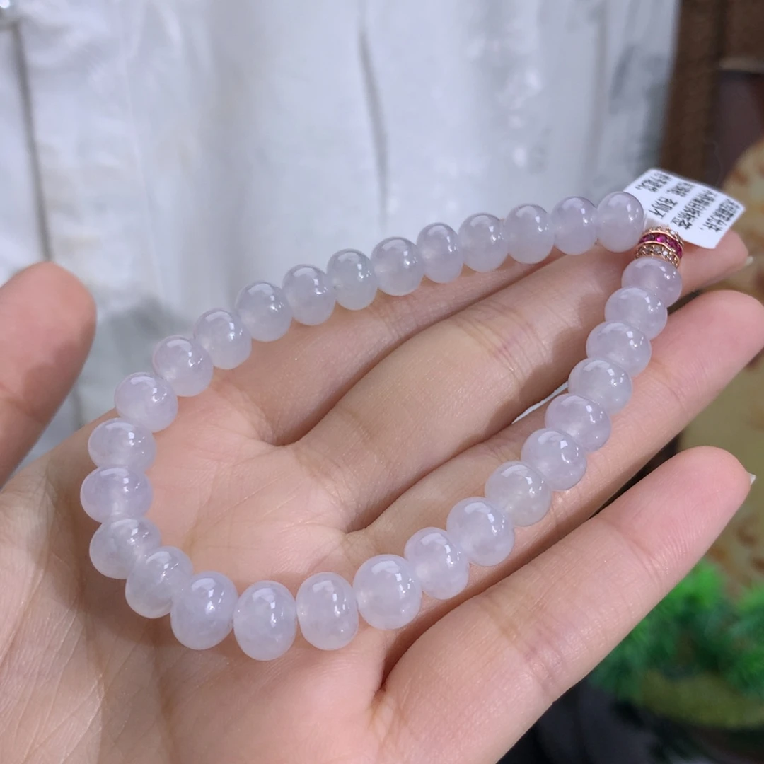未镶嵌手串翡翠卡7.6-7.8白冰鼓珠
