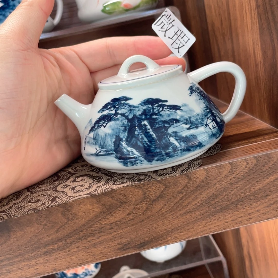 釉下手绘茶具微瑕