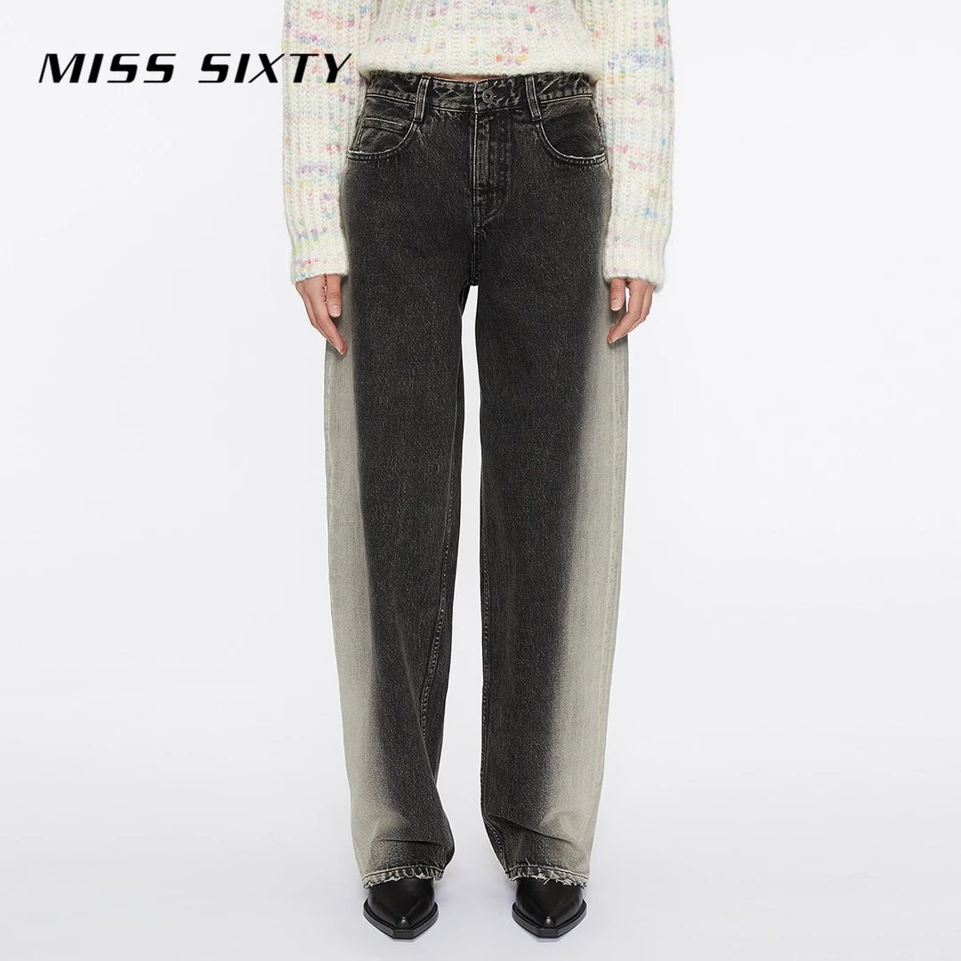 Miss Sixty牛仔裤女低腰直筒裤复古渐变色百搭休闲风