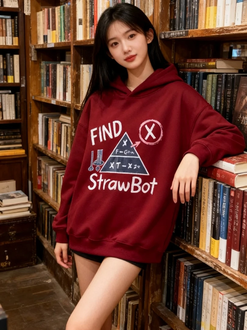 秋冬时尚连帽卫衣宽松加绒加厚帽衫带帽国潮休闲红色外套