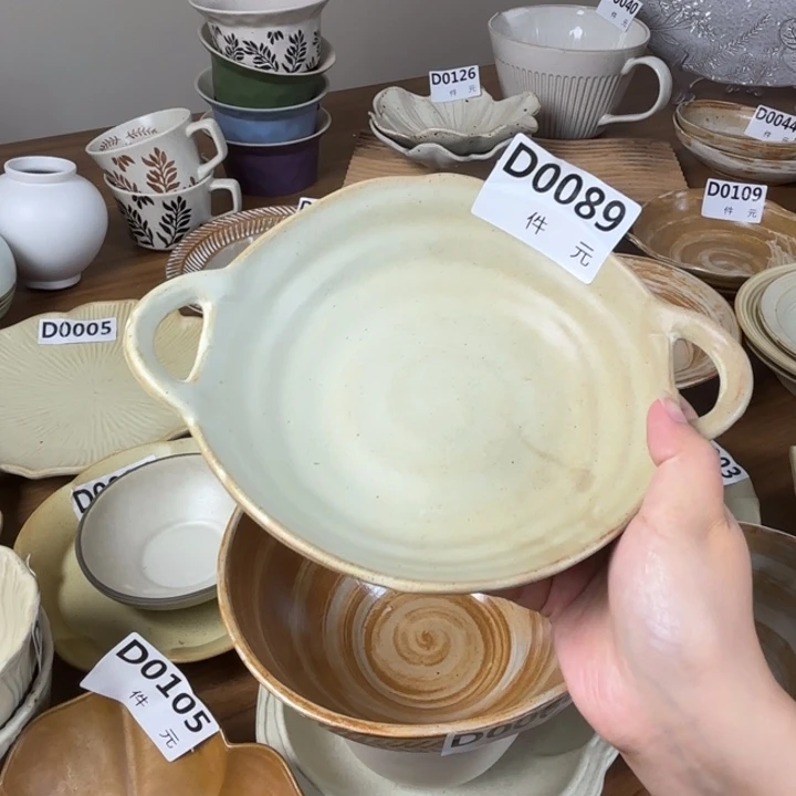碗089粗陶双耳碗1个