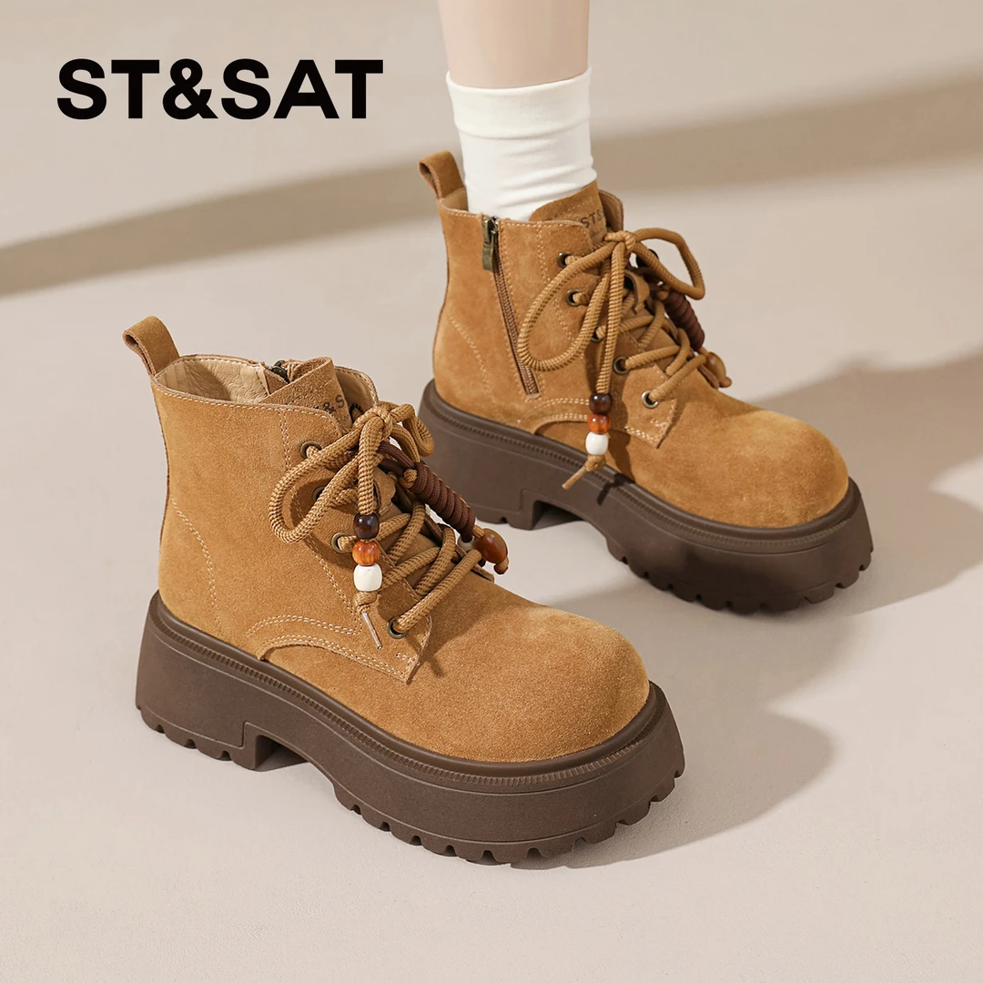 星期六复古马丁靴女款2025新款英伦风百搭休闲短靴秋季美拉德女靴