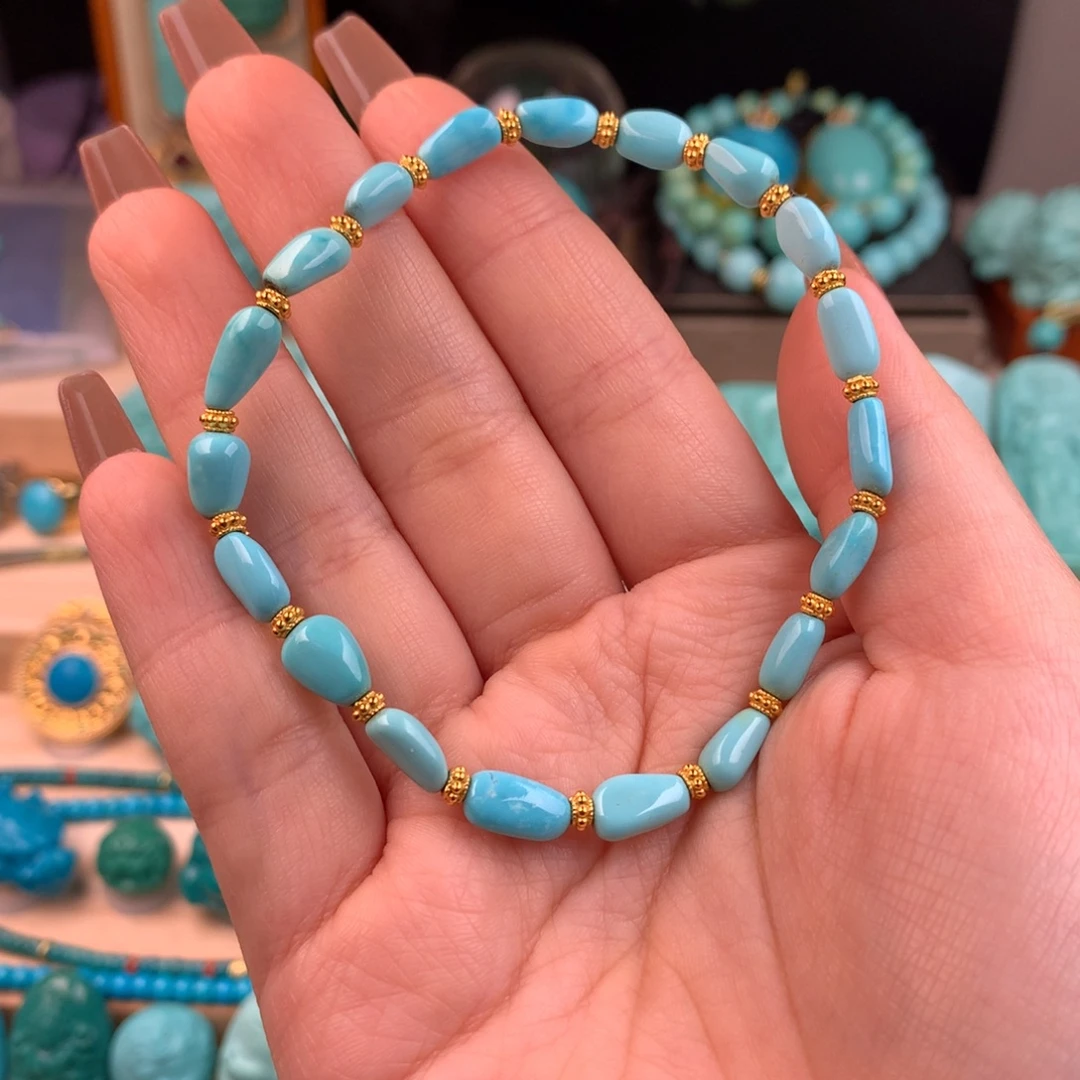 绿松石未镶嵌糖豆手串